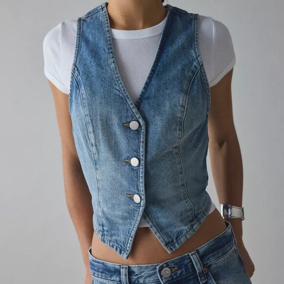 BDG Natasha Denim Button-Front Vest Top - Picture 4 of 4